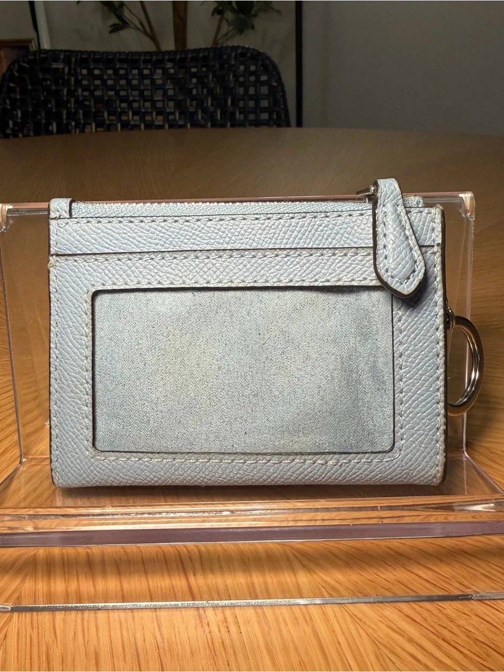 COACH Light Blue Leather Mini Skinny ID Case Key Case - Picture 2 of 3